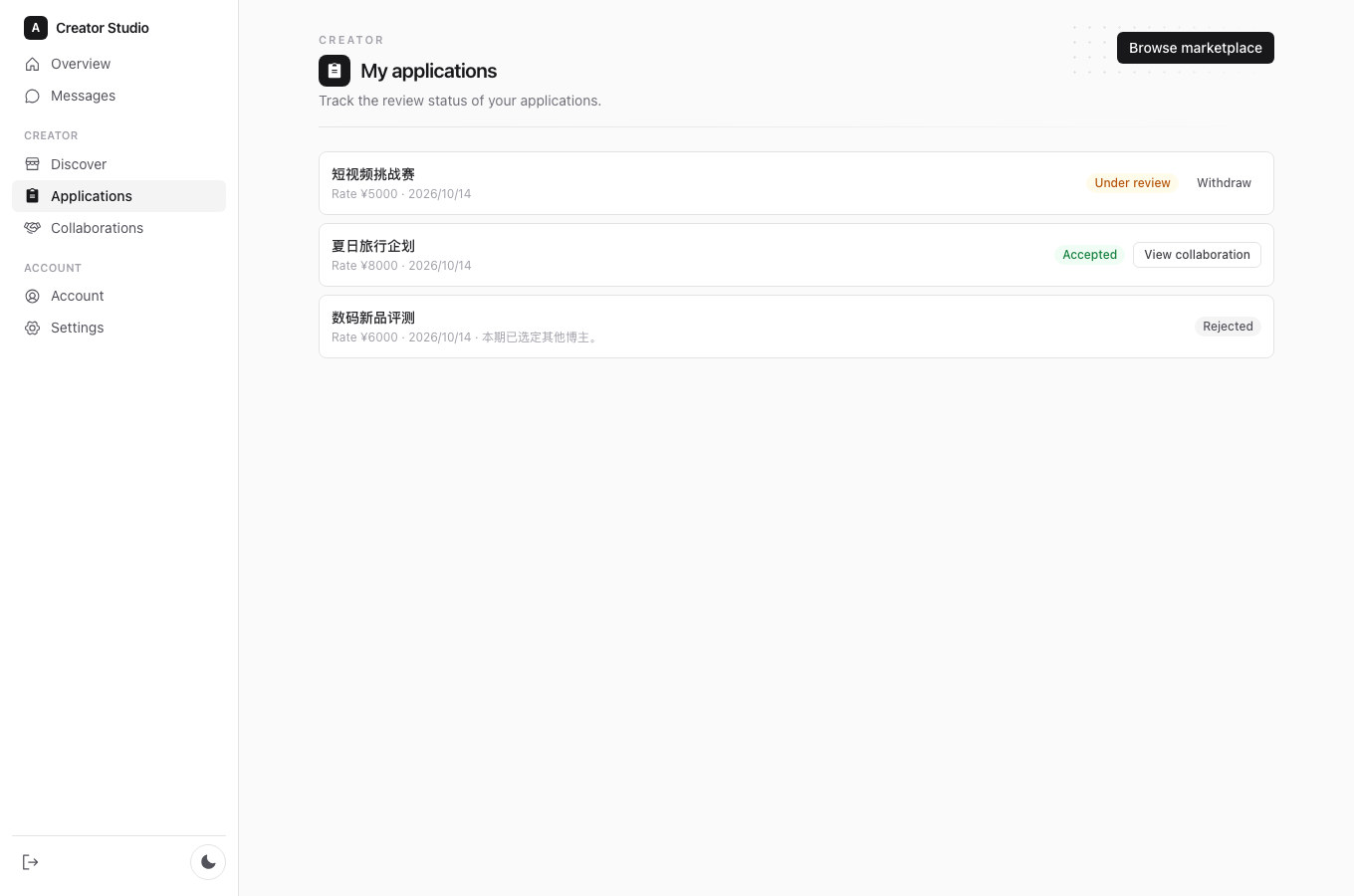Creator Applications