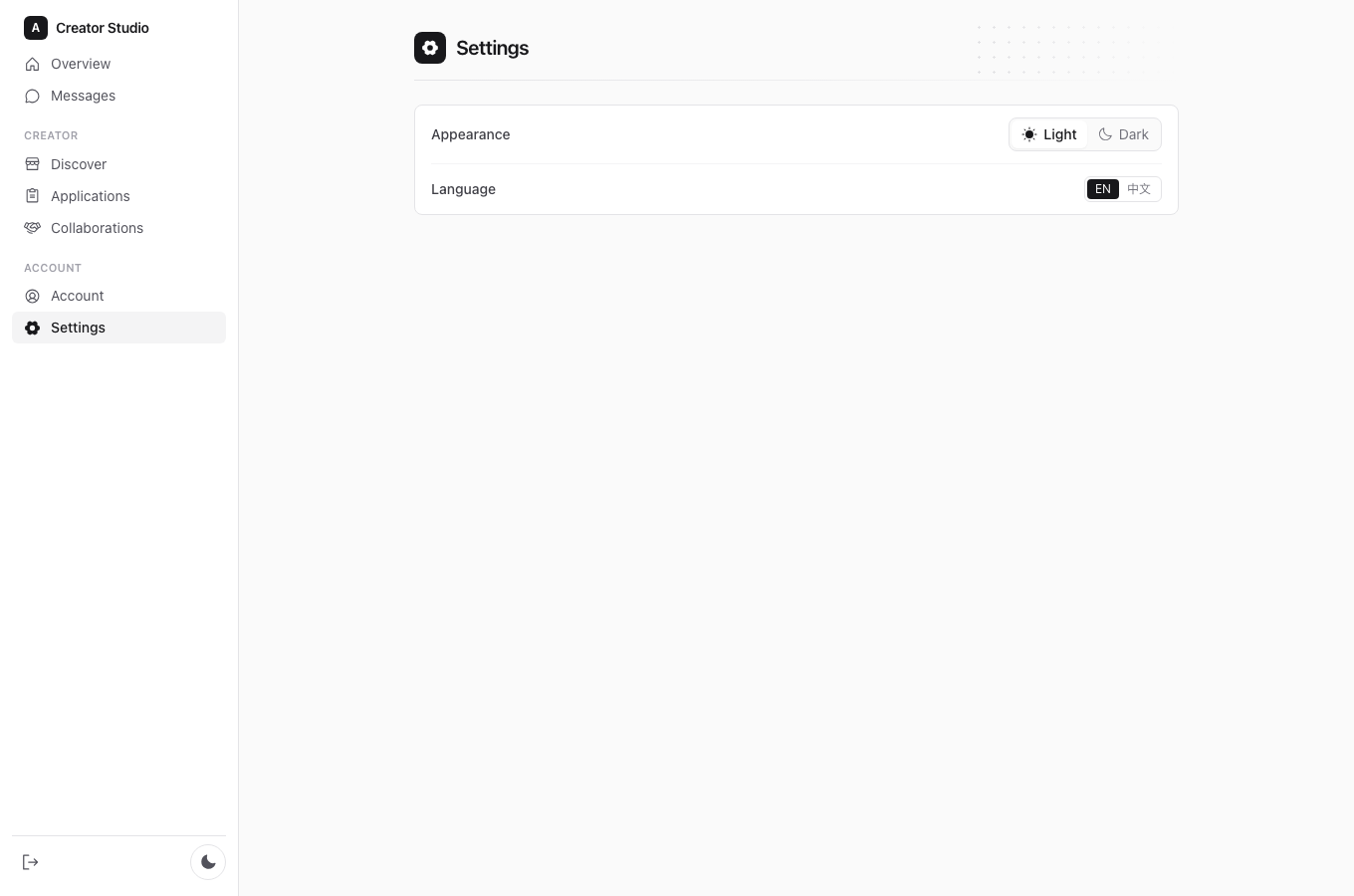 Creator Settings