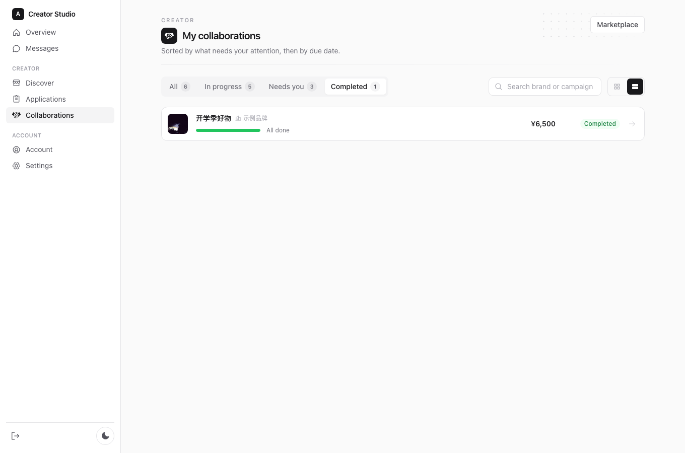 Collaborations · Completed