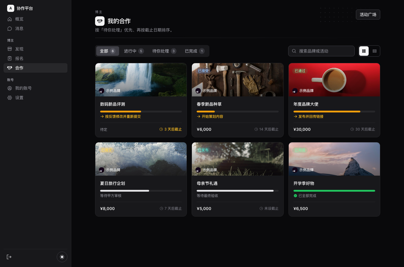 Collaborations (中文 + 暗色)