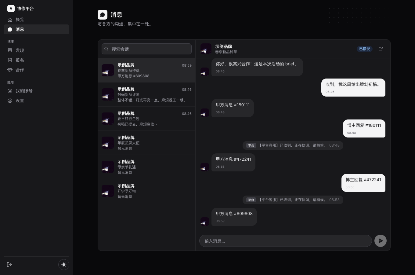 Chat · creator received